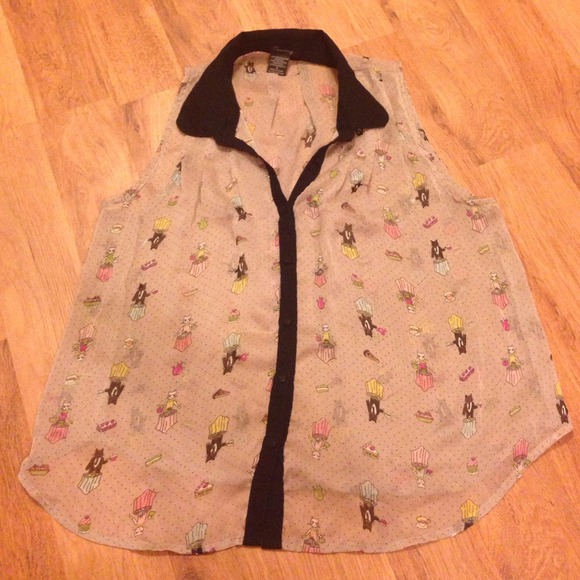 Silk button up sleeveless
