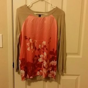 Large Knit with satin front shirt