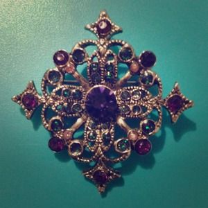 Beautiful green and purple gem broach