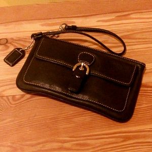 COACH black leather wristlet