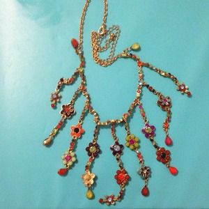 Super fun multi colored flower necklace