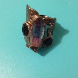Unique purple crystal ring