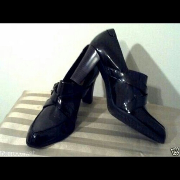 Franco Sarto Brown Patent Leather Buckle Heels - Picture 2 of 4