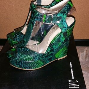 New Amazon Green(snake print) wedge sandal.