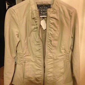 Last Kiss Faux Leather Jacket in Beige
