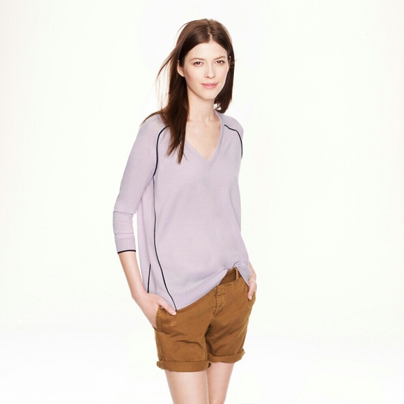 Merino Wool Tipped Side-Panel V-Neck Sweater