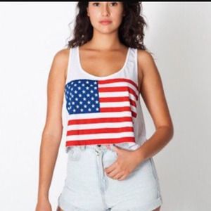American Apparel American Flag Crop Top