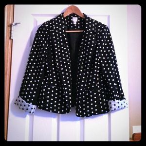 Lauren Conrad black and white polka dot blazer