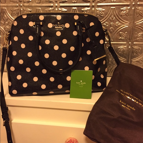 Kate spade Wellesley bag in black and cream dot.