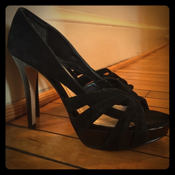 Steve Madden solid black suede high heel.