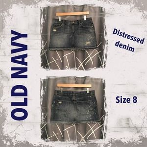 Distressed Denim mini skirt