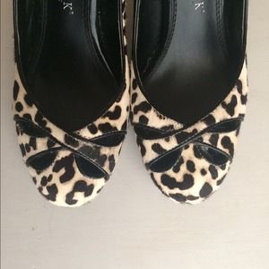 White | Black Leopard Heels