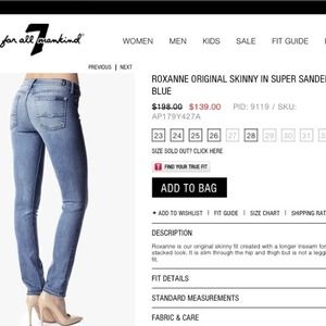 7 Roxanne Orig Skinny Jeans in Super Sandy Blue