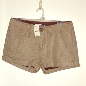Express gold lightly glittery shorts
