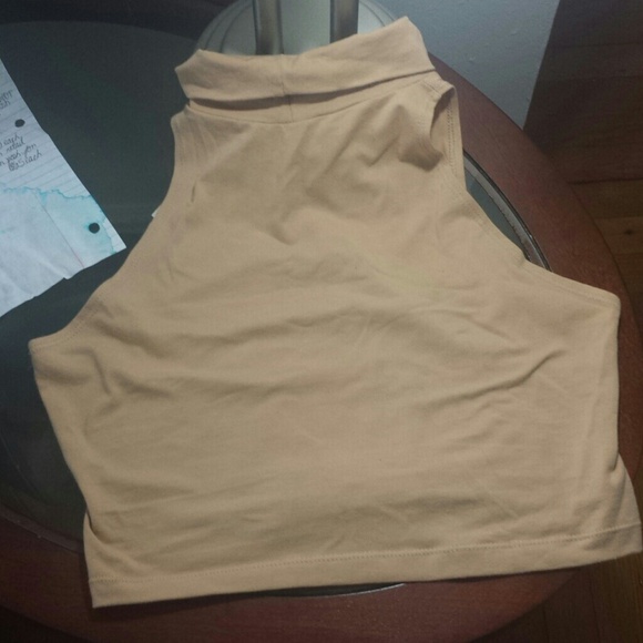 American Apparel nude/tan turtleneck crop top
