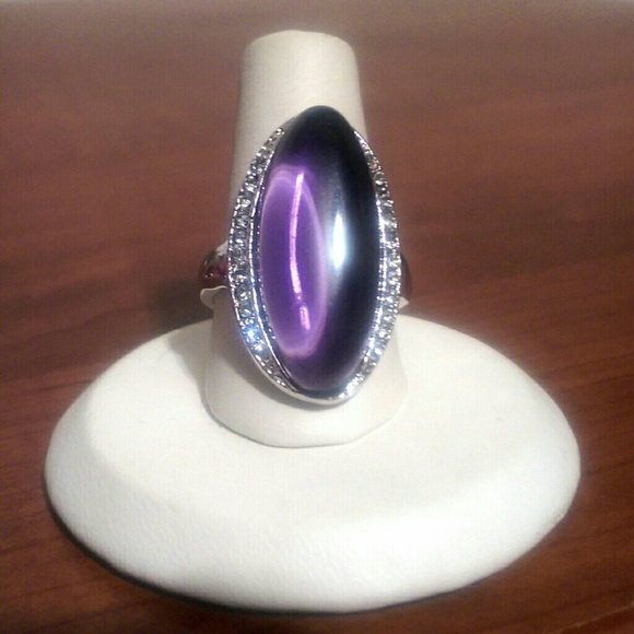Sterling Silver Lapis Ring Jewelry - 925 STERLING SILVER LAPIS & SWAVORSKI RING 8