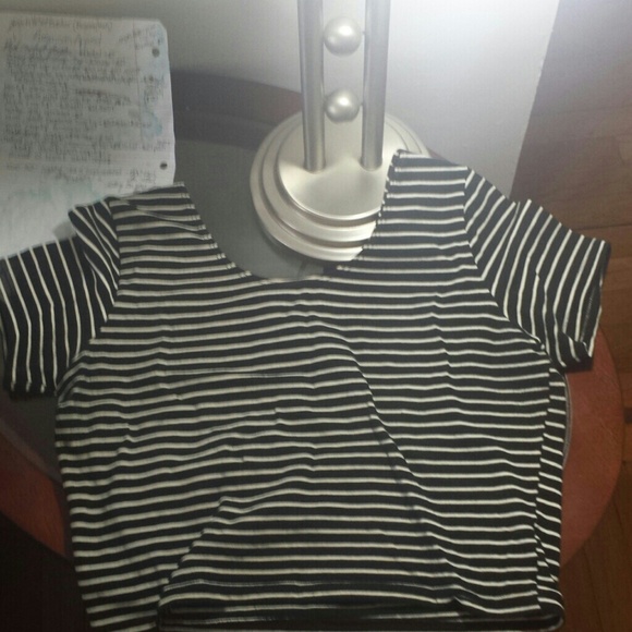 American Apparel black&white striped crop top