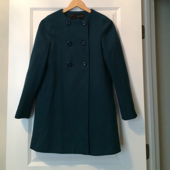 Zara turquoise pea coat