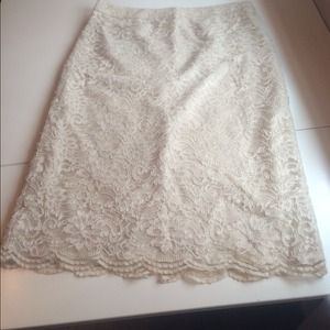 Cream Lace Pencil Skirt