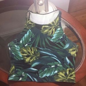 American Apparel jungle leaves sleeveless crop top