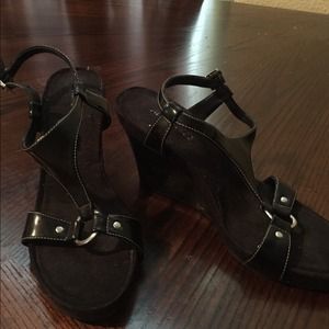 Black wedge heels/ sandals