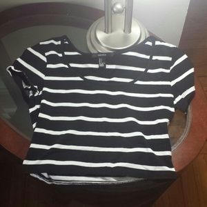 Forever 21 black and white striped  crop top