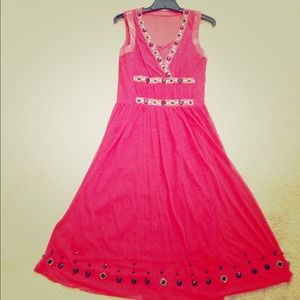 SALE-Red lace dress with stone