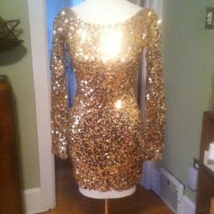 Tom Wolfe sequin gold dress UK