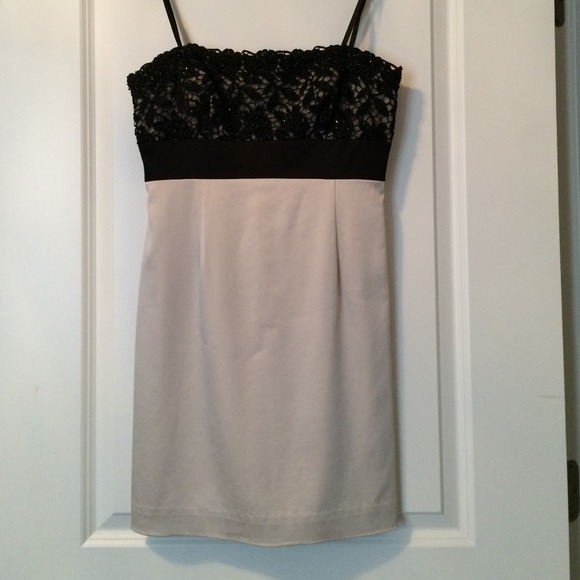 Sateen and beaded lace BCBG cocktail dress