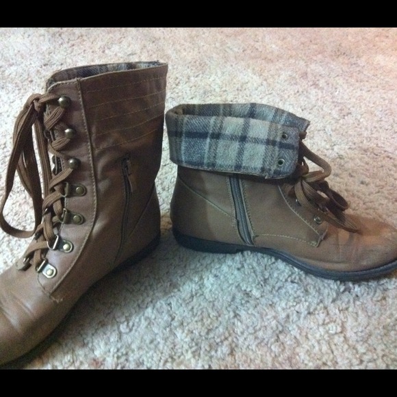 Brown combat boots