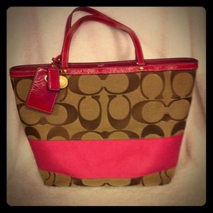 Pink and brown Coach purse $50