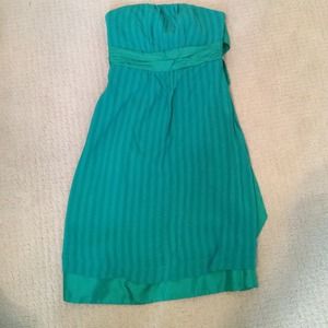 Cute green strapless dress from Anthropologie