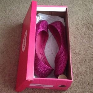 Bubble gum Mel pink glitter flats