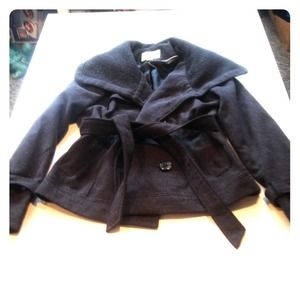 Dark gray wide collar coat!