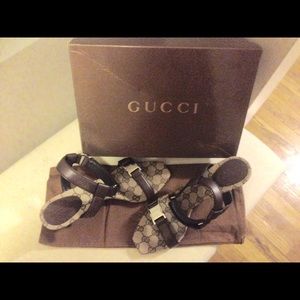 Authentic Gucci Chocolate Leather Buckle Sandals