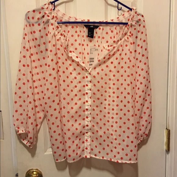 H&M polka dot blouse top 2 small NWT