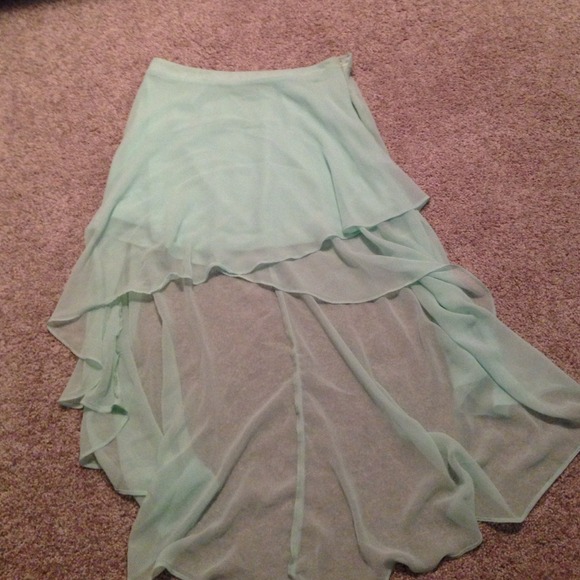Teal high low skirt