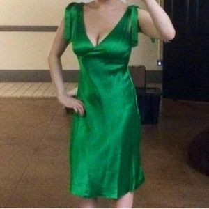 BCBG Max Azria Kelly Green Silk Charmeuse Dress