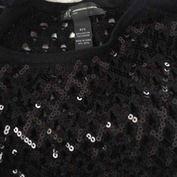 INC International Concepts Black Sweater with Sequin Front - Picture 3 of 4