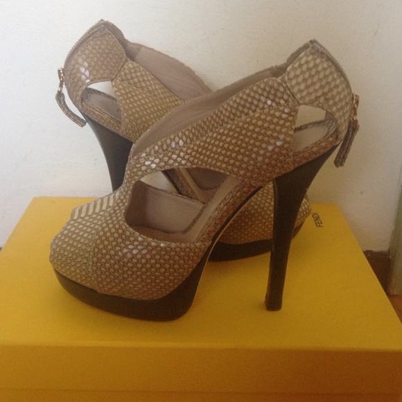 Fendi: Snakeskin Peep Toe Heel