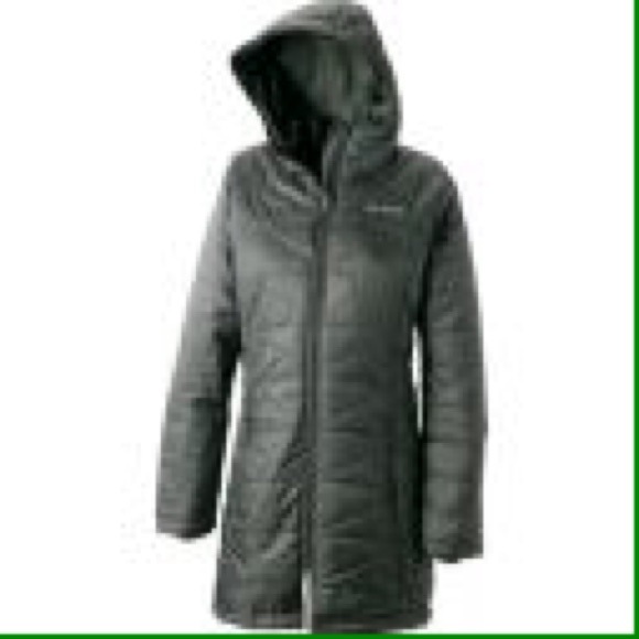 Columbia hooded mighty light long jacket size med.
