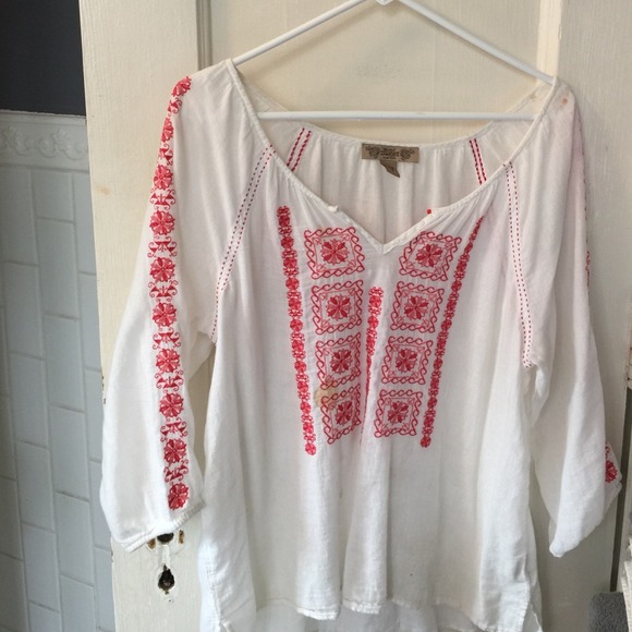 Embroidered peasant top