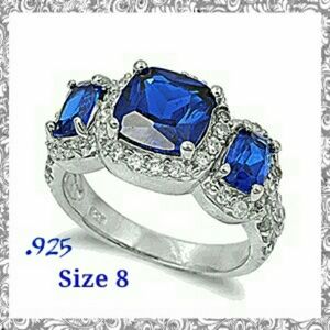 SOLD-Sterling Silver Blue Sapphire Gorgeous Ring