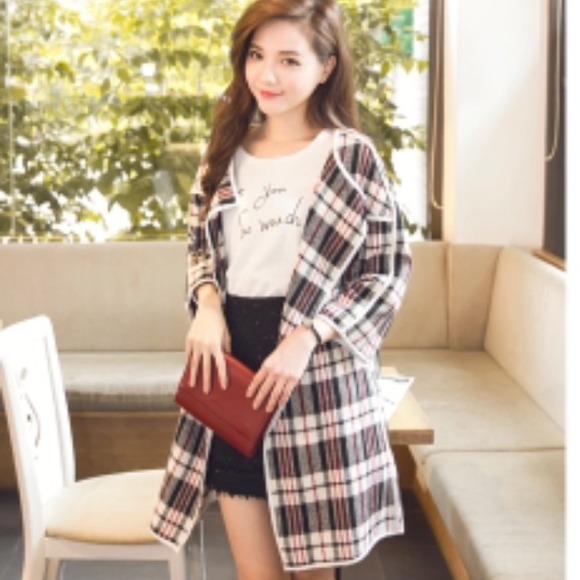 Plaid wool coat