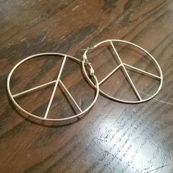 Large Peace Sign Hoop Earrings