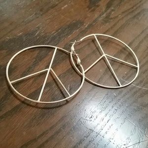Large Peace Sign Hoop Earrings
