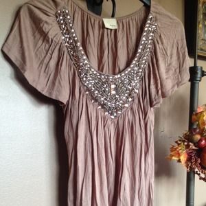 Tan beaded top
