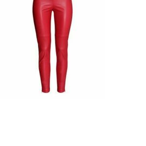 H & M RED IMITATION LEATHER PANTS