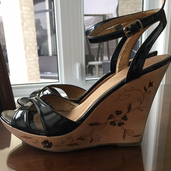 Bakers black wedges with rhinestones - Picture 1 of 4