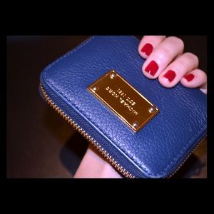Michael Kors Navy Blue Leather Zip Wallet (small)